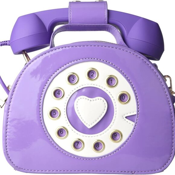 Retro dial telephone Crossbody Shoulder Bag,Pu Movable microphone Purse for Wome - Picture 1 of 6